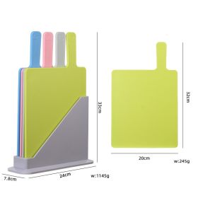 Assortment Chopping Board With Handle; 4pcs Color Box With Base; 4-color PP Chopping Board; Raw And Cooked Assortment Food Supplement Chopping Bo