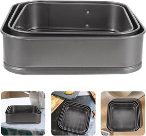 Springform Cake Pan Set of 3 (4, 7, 9 Inch) Square Leakproof Nonstick Cheesecake Pans with Removable Bottom Carbon Steel Bakeware