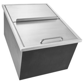 Drop in Ice Chest, 24"L x 18"W x 13"H Stainless Steel Ice Cooler, Commercial Ice Bin with Sliding Cover, 40.9 qt Outdoor Kitchen Ice Bar