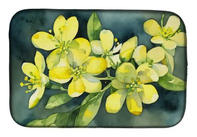 South Carolina Yellow Jessamine in Watercolor Dish Drying Mat Absorbent Dish Drying Mat Pad for Kitchen Counter Dish Drainer Mat for Countertop