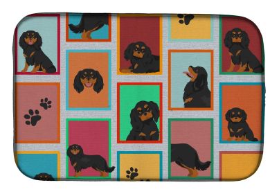 Lots of Black and Tan Cavalier King Charles Spaniel Dish Drying Mat Absorbent Dish Drying Mat Pad for Kitchen Counter Dish Drainer Mat for Counte