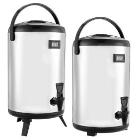 Insulated Beverage Dispenser, 3.2 Gal/12L Stainless Steel Thermal Drink Server with Spigot & Temp Display, Suitable for Hot and Cold Drinks