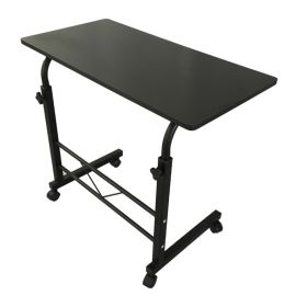 80cm Adjustable Tray Table Rolling Sofa Side Snack Table With Wheels Portable C-Shape Dinner Tray Tables Mobile Wooden Laptop Desk Beside Couch Bed (Option: Black)