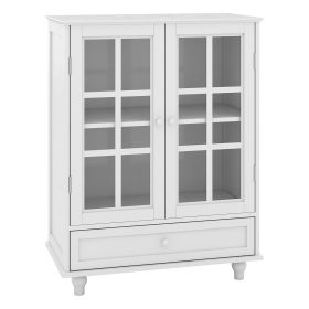 Prohibited Platform: Buffet Cabinet with Glass Doors and Adjustable Shelves, Modern Storage Sideboard Cabine (Option: White)