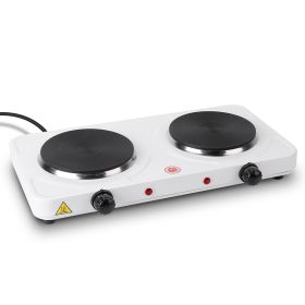 2000W Double Electric Burner Portable Dual Counter Stove Countertop Hot Plate Kitchen Cooker Stove with 5 Gear Temperature Control (Option: UK)