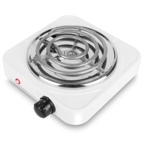 1000W Electric Single Burner Portable Coil Heating Hot Plate Stove Countertop RV Hotplate with Non Slip Rubber Feet 5 Temperature Adjustments (Option: 1Burner_White)