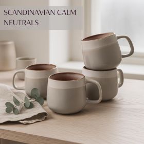 Ceramic Coffee Mugs Set of 4 | 12 oz Stoneware Coffee Cups | Lead-Free (Material: Stoneware)