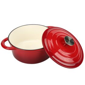 Dutch Oven,Dutch Oven Pot with Lid,3 QT Enamel Dutch Ovens with Dual Handles,Cast Iron Pot for Braiser,Cooking,Gifts for Family (Color: Red)